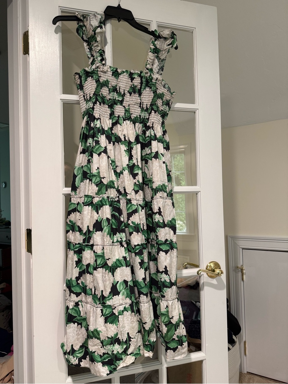 Hill House nap dresses White and Green Floral Smocked Midi Dress